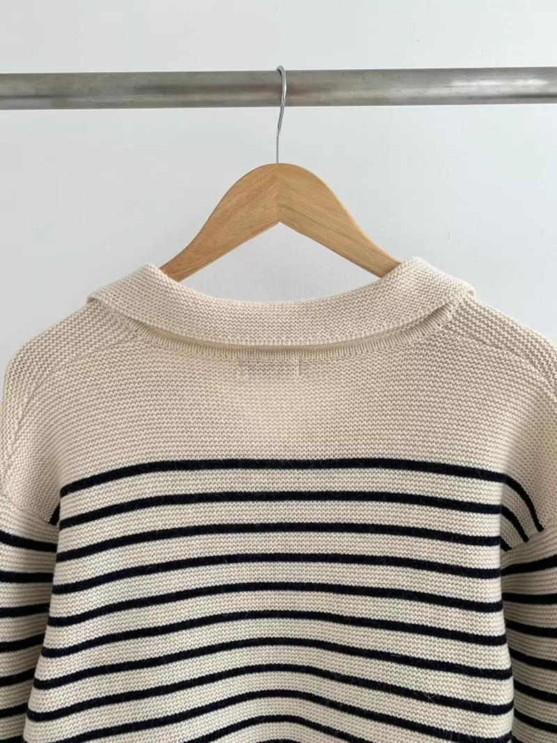 Ff - Korean Women Fashion - #momslook - Selle Stripes Knit Tee - 3