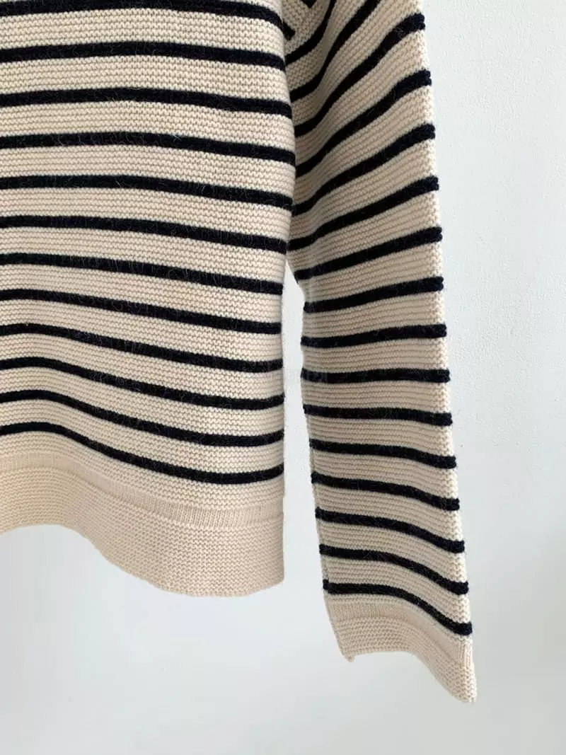 Ff - Korean Women Fashion - #momslook - Selle Stripes Knit Tee - 4