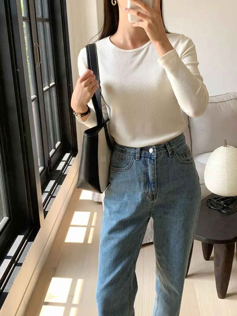 Ff - Korean Women Fashion - #momslook - Cash Rib Tee - 3