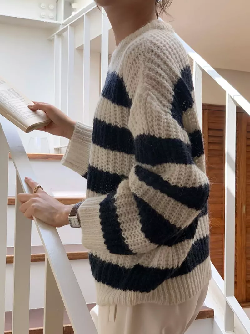 Ff - Korean Women Fashion - #thatsdarling - Alpaca Stripes Knit tee