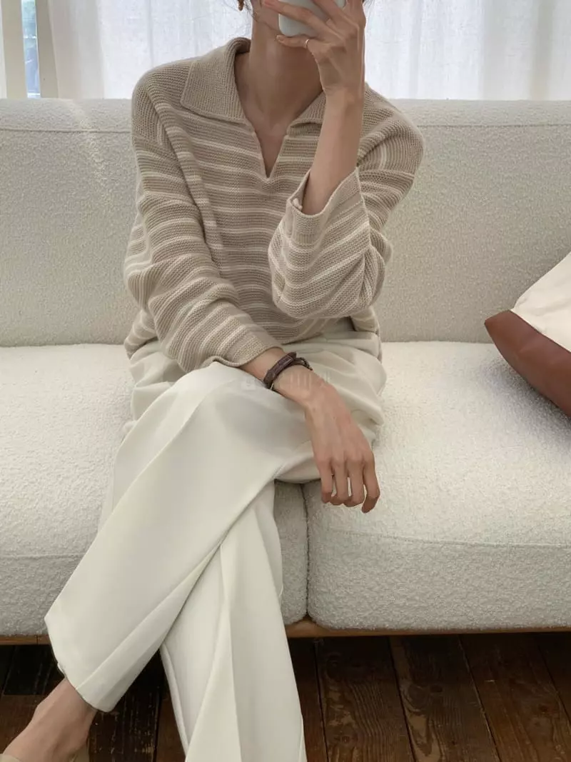 Ff - Korean Women Fashion - #vintagekidsstyle - Selle Stripes Knit Tee - 8