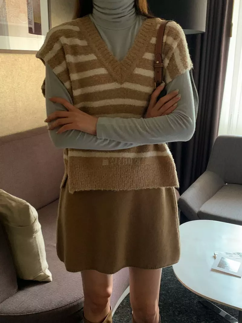 Ff - Korean Women Fashion - #womensfashion - Alpaca Stripes Knit tee - 8
