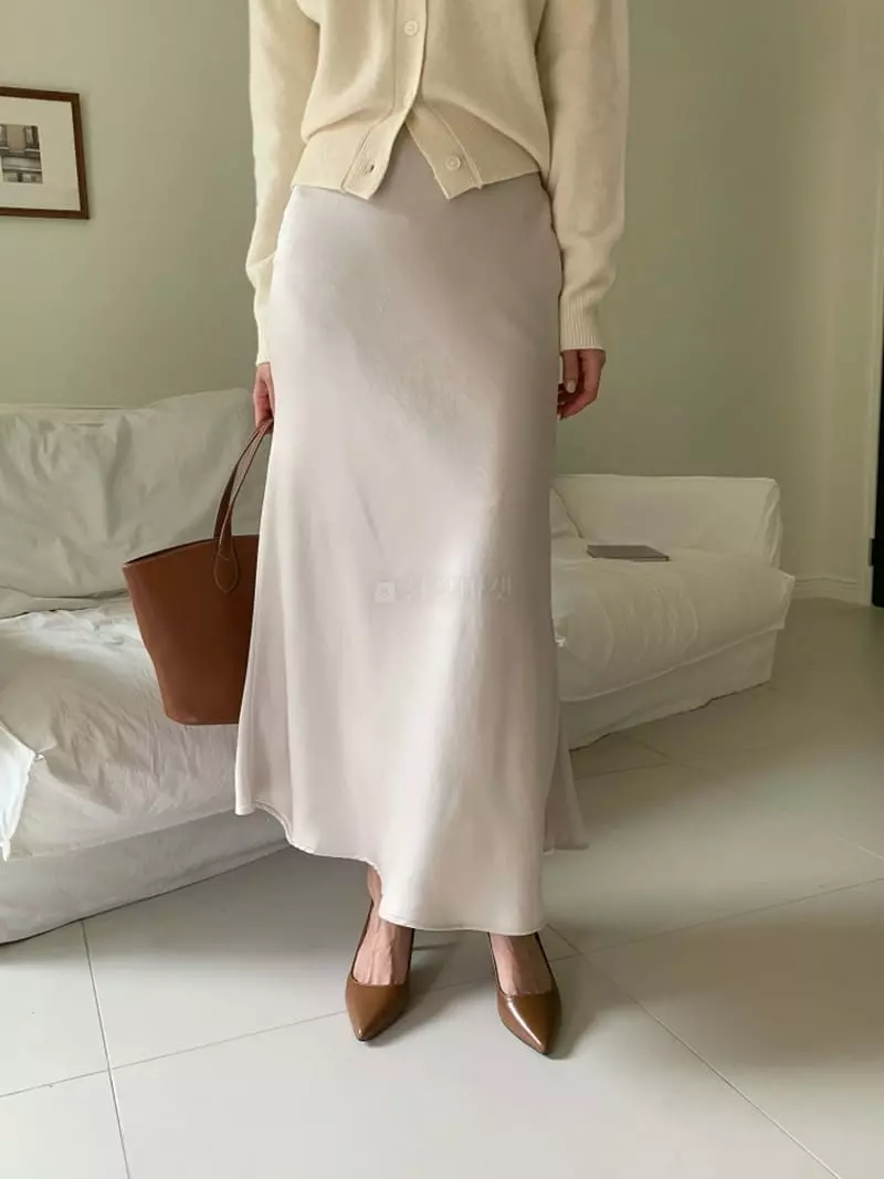 Ff - Korean Women Fashion - #womensfashion - Maron Silk Skirt