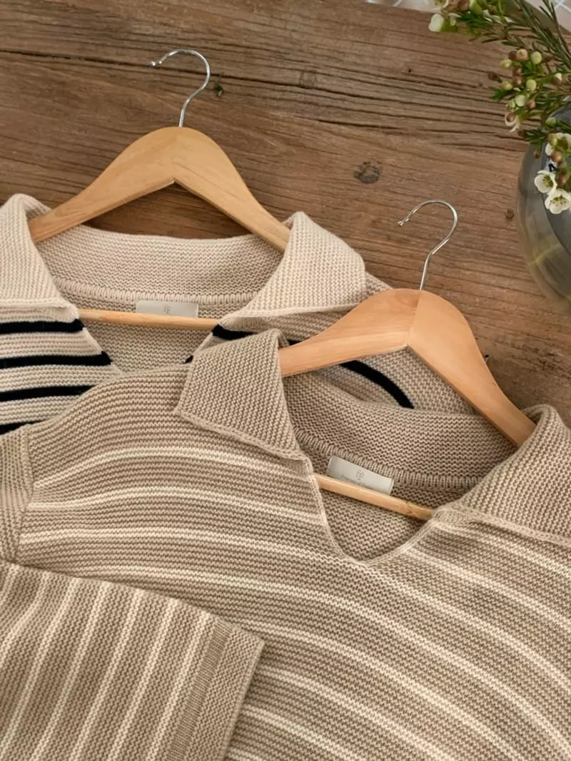 Ff - Korean Women Fashion - #womensfashion - Selle Stripes Knit Tee - 2