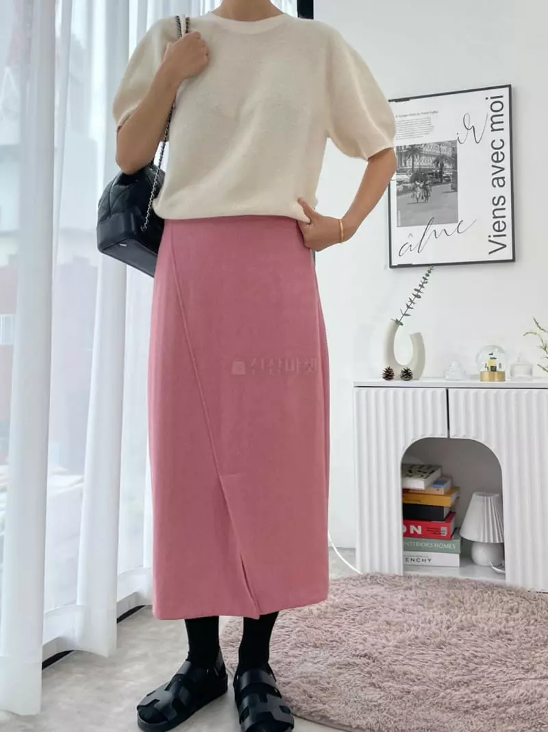 Fifty - Korean Women Fashion - #momslook - Whole Gament Short Sleeves Knit Tee