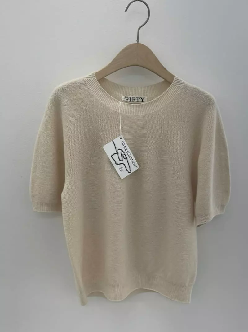 Fifty - Korean Women Fashion - #momslook - Whole Gament Short Sleeves Knit Tee - 11