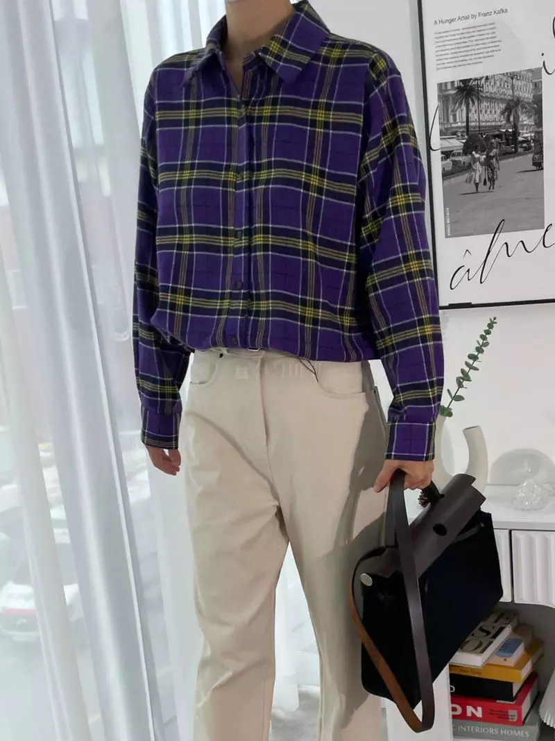 Fifty - Korean Women Fashion - #womensfashion - Fleece Check Shirt - 6