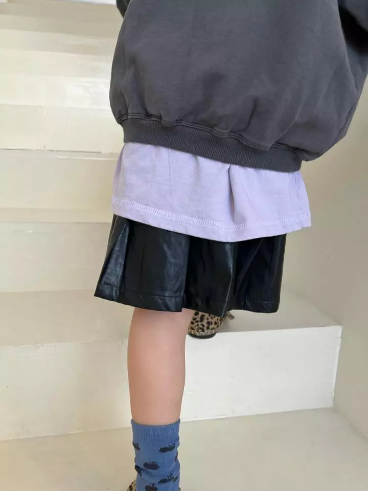 Fine Studio - Korean Children Fashion - #kidzfashiontrend - Leather Pleats Skirt - 3