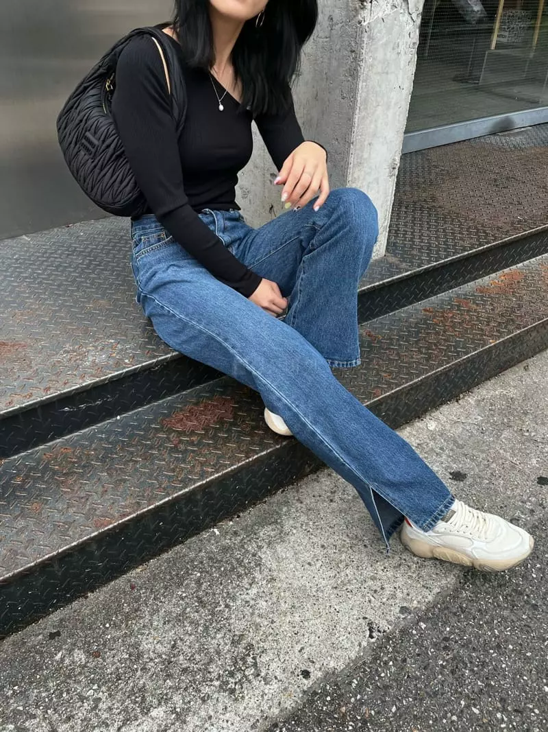 Flipar - Korean Women Fashion - #momslook - Slit Jeans - 11