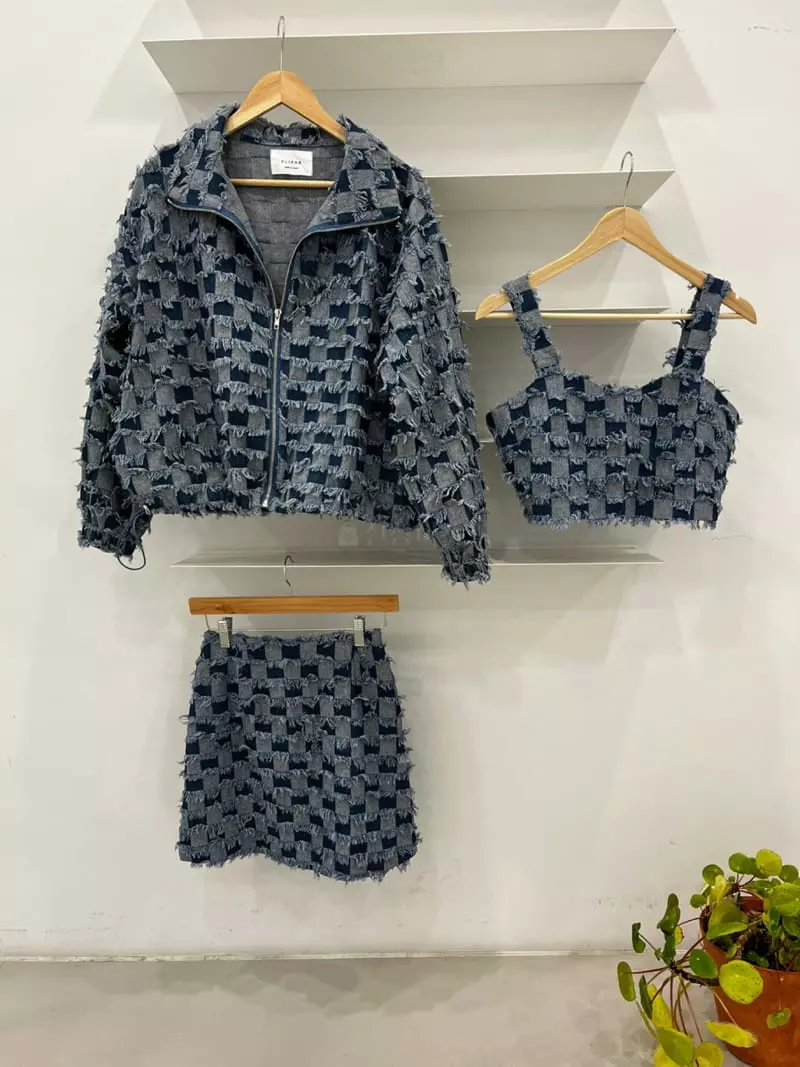 Flipar - Korean Women Fashion - #pursuepretty - Fringe Checker Jumper - 5