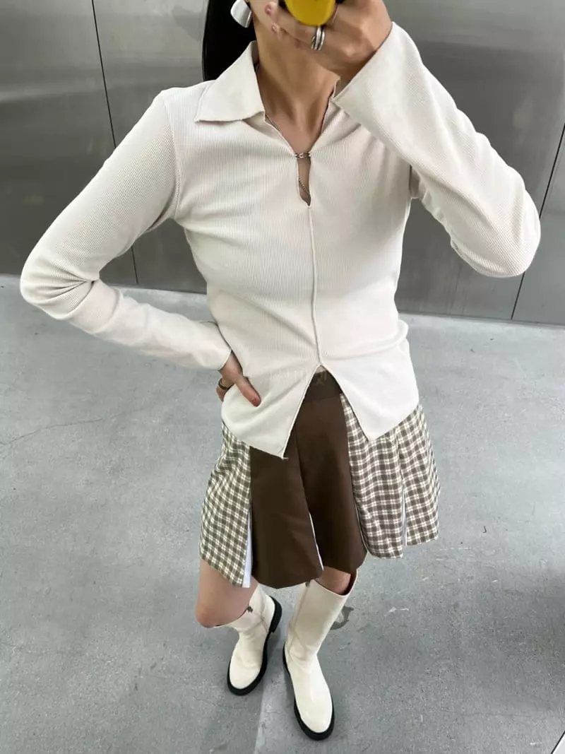 Flipar - Korean Women Fashion - #womensfashion - Collar Slit Tee - 10