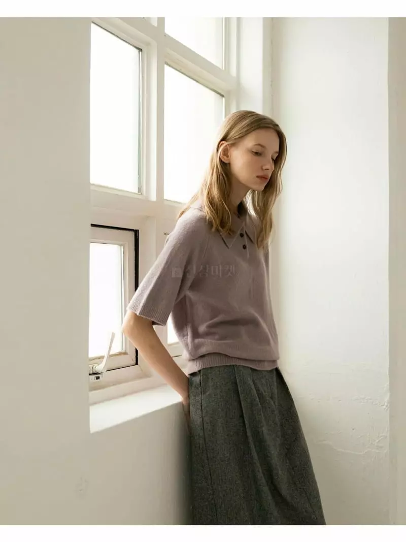 Floaty - Korean Women Fashion - #momslook - Bacster Collar Tee - 2