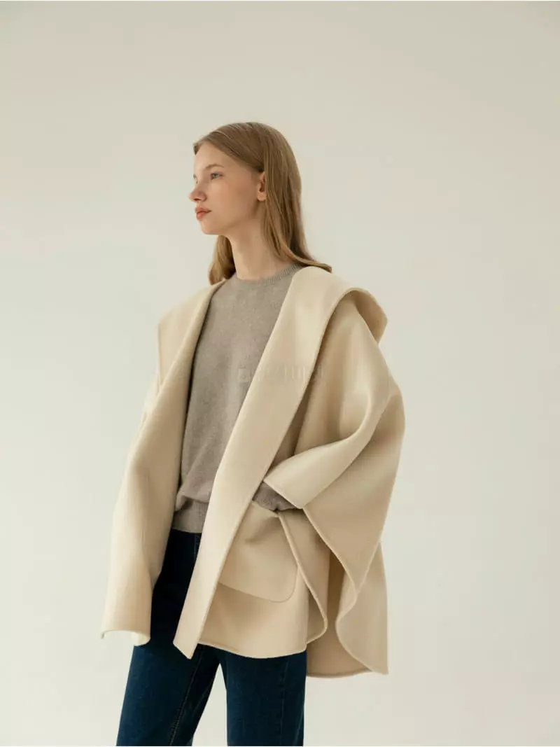 Floaty - Korean Women Fashion - #romanticstyle - Hoody Cape Coat - 3