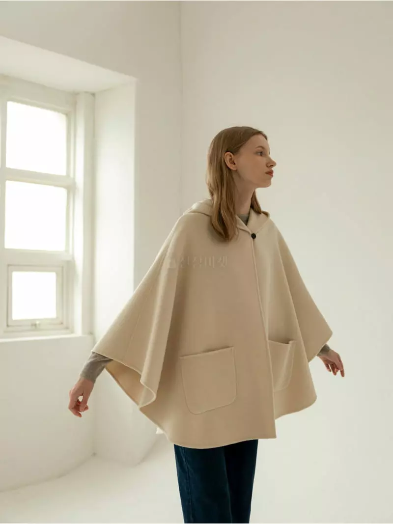 Floaty - Korean Women Fashion - #romanticstyle - Hoody Cape Coat - 4