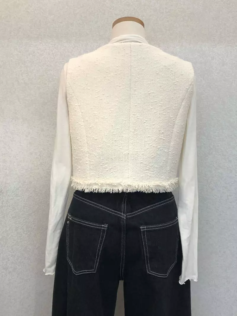 Floor - Korean Women Fashion - #thelittlethings - Dona Twid Vest Jacket - 4
