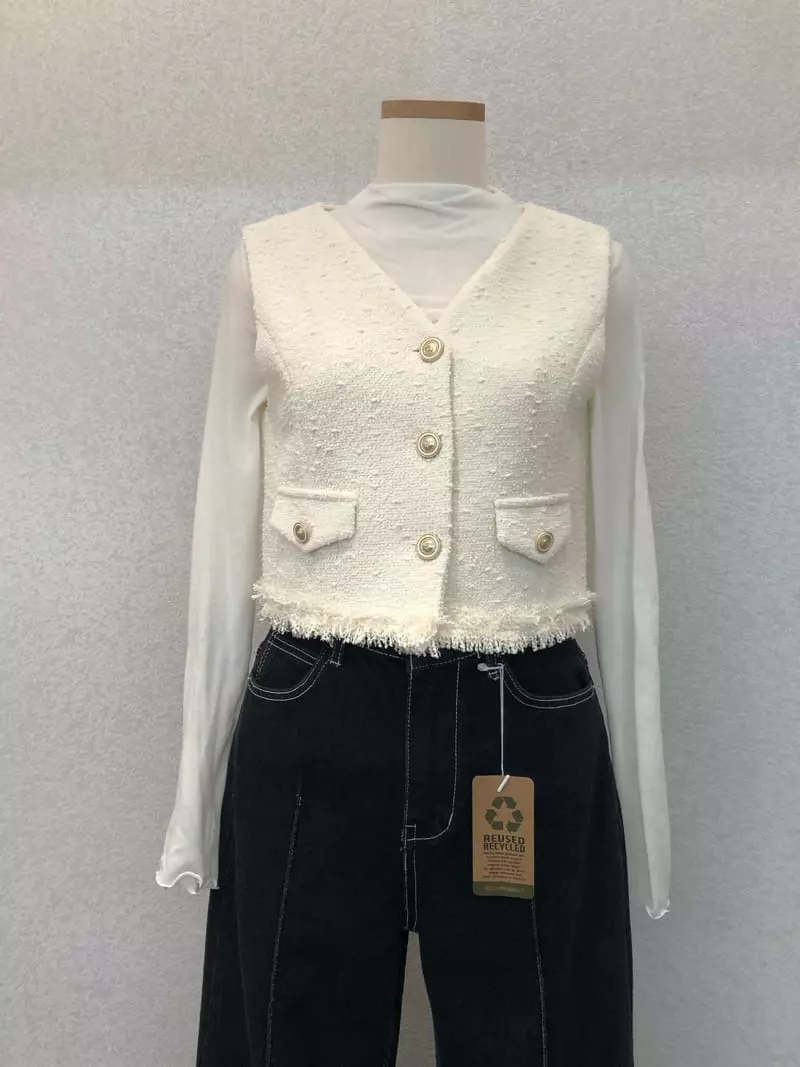 Floor - Korean Women Fashion - #momslook - Dona Twid Vest Jacket - 6