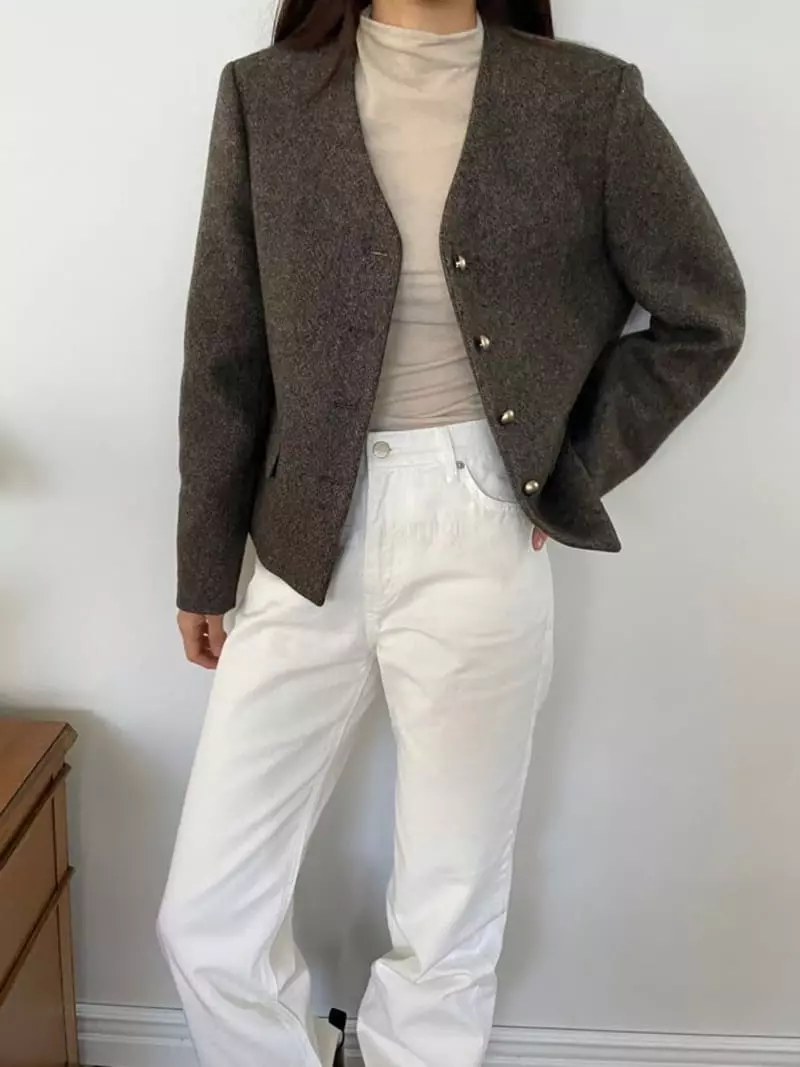Floor - Korean Women Fashion - #momslook - No Collar Jacket - 6