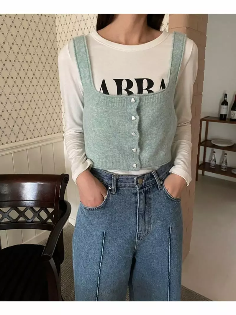 Floor - Korean Women Fashion - #restrostyle - Bustier Knit Tee - 8