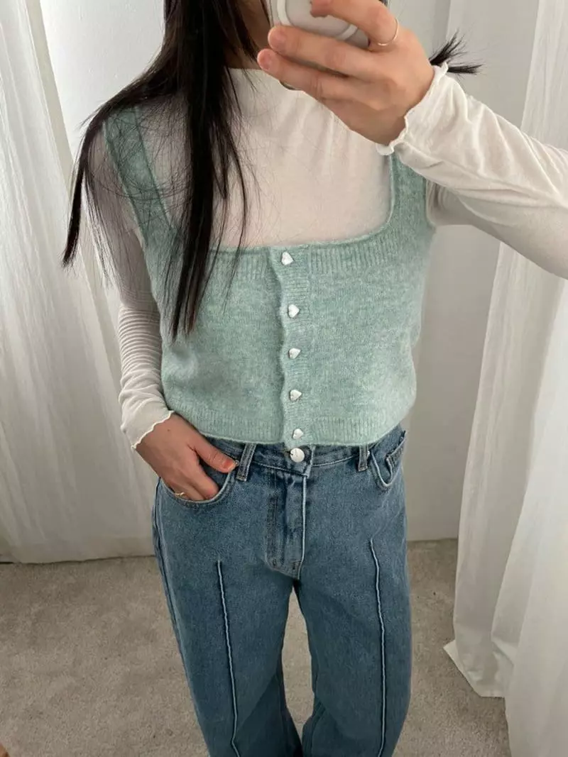 Floor - Korean Women Fashion - #romanticstyle - Bustier Knit Tee - 9