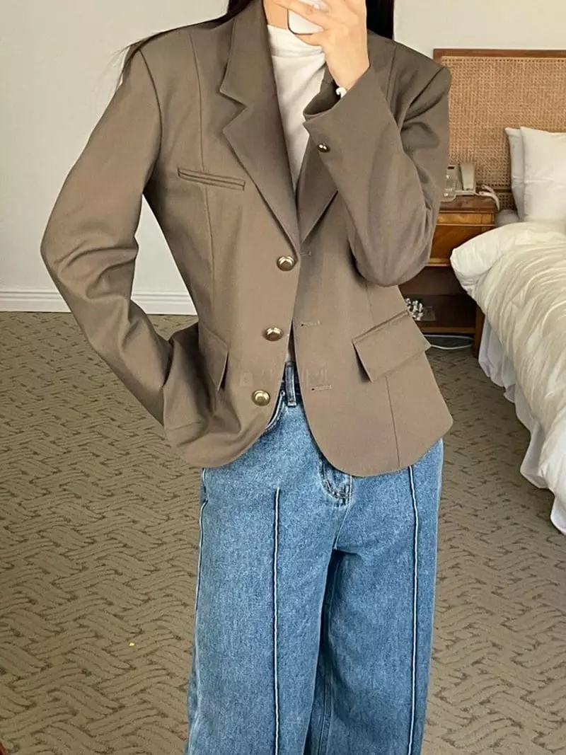 Floor - Korean Women Fashion - #romanticstyle - Line Tailor Jacket