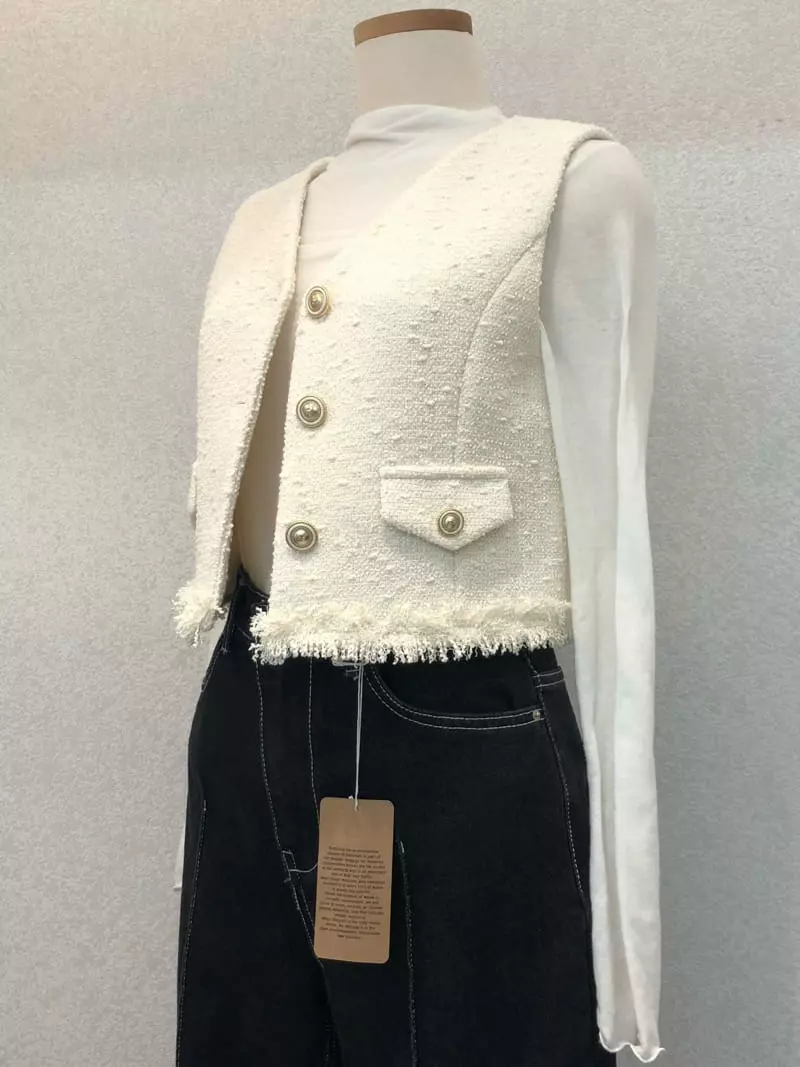 Floor - Korean Women Fashion - #thatsdarling - Dona Twid Vest Jacket - 2