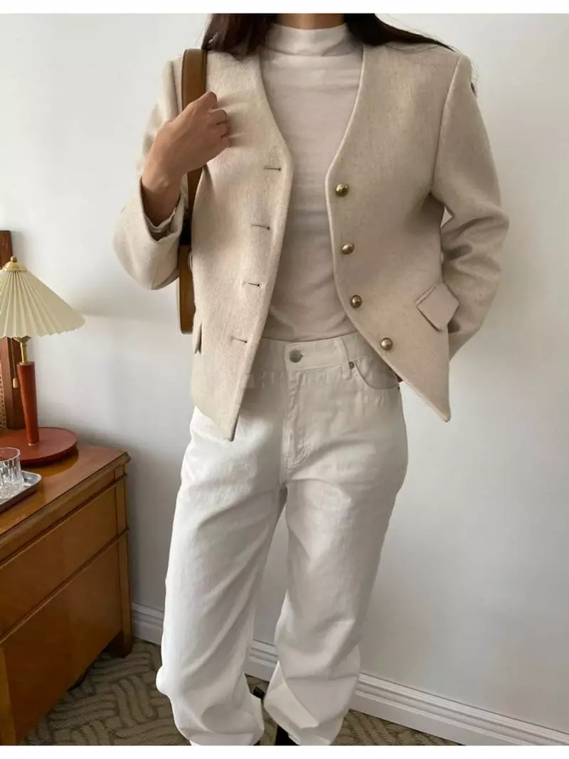 Floor - Korean Women Fashion - #thelittlethings - No Collar Jacket