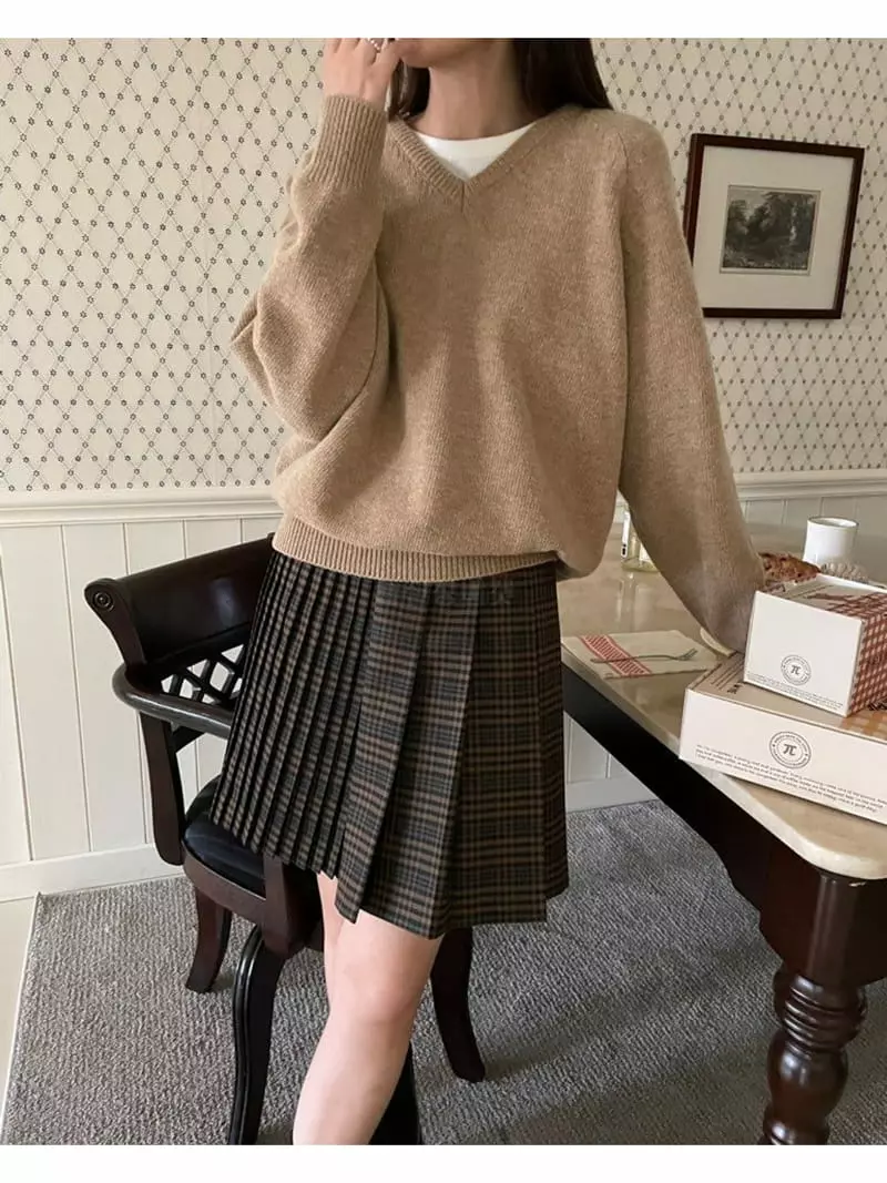 Floor - Korean Women Fashion - #womensfashion - Wrap Check Skirt - 10