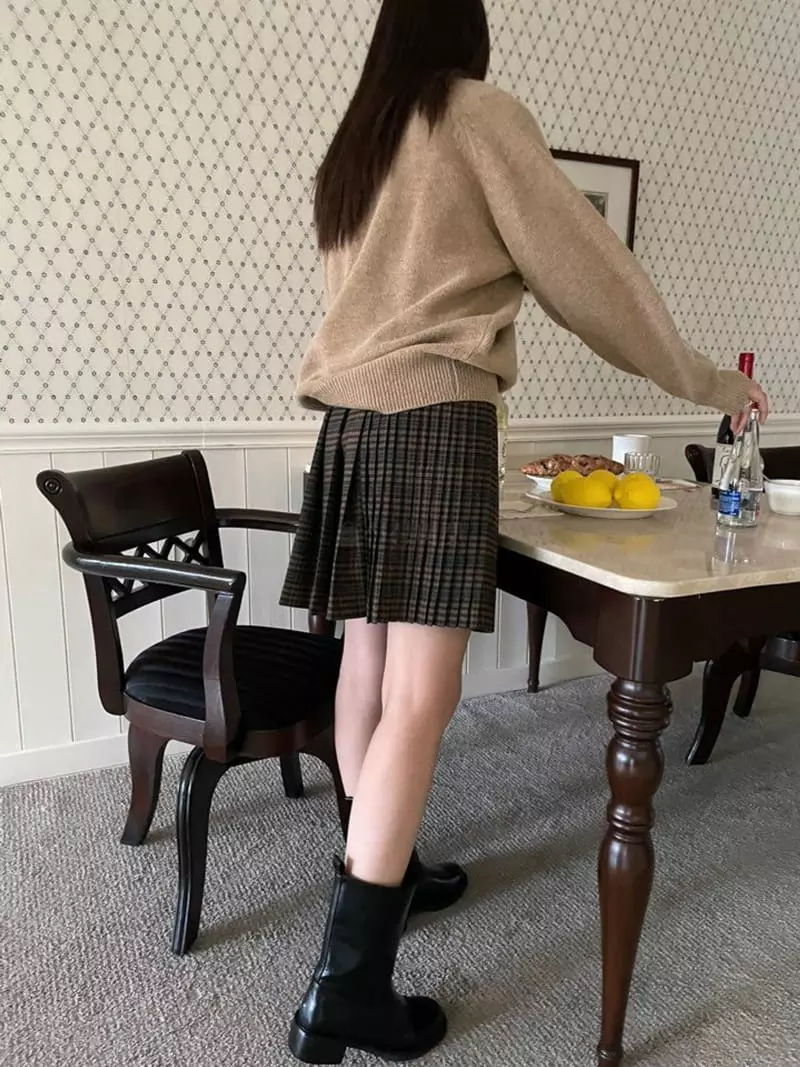 Floor - Korean Women Fashion - #womensfashion - Wrap Check Skirt - 12