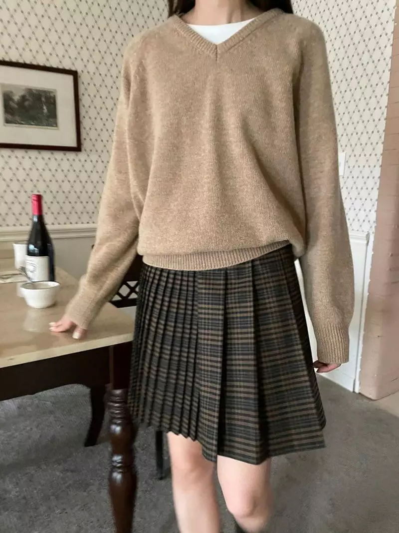 Floor - Korean Women Fashion - #womensfashion - Wrap Check Skirt - 8