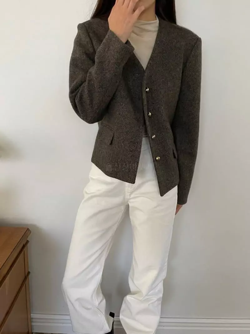 Floor - Korean Women Fashion - #womensfashion - No Collar Jacket - 9