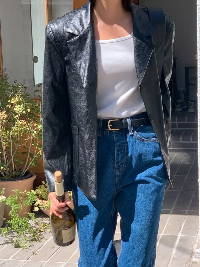 Flutter - Korean Women Fashion - #momslook - Bucket Leather Jacket - 12