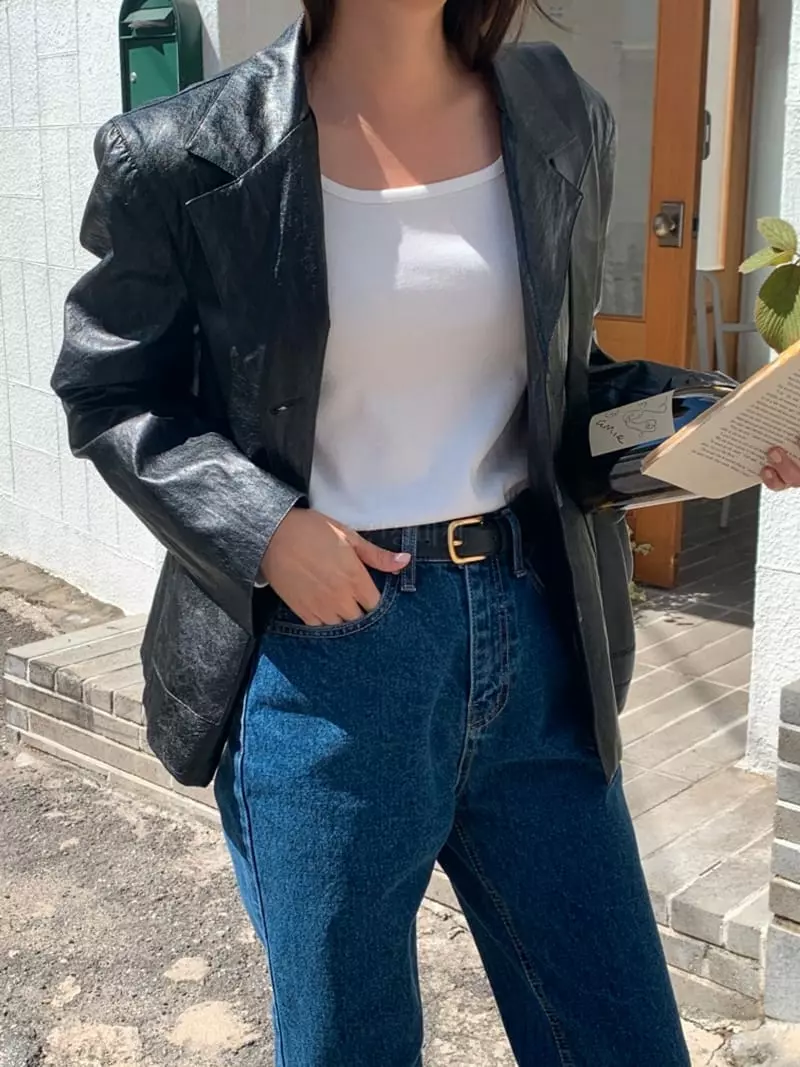 Flutter - Korean Women Fashion - #momslook - Bucket Leather Jacket - 7