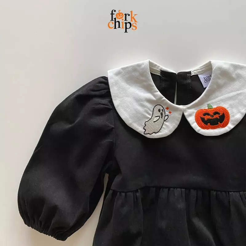 Fork Chips - Korean Children Fashion - #stylishchildhood - Halloween Ghost Bodysuit - 4