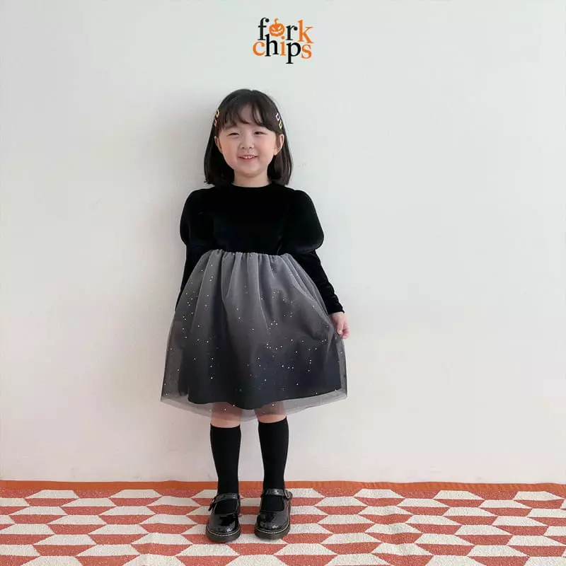 Fork Chips - Korean Children Fashion - #prettylittlegirls - Wicth Kiki One-piece