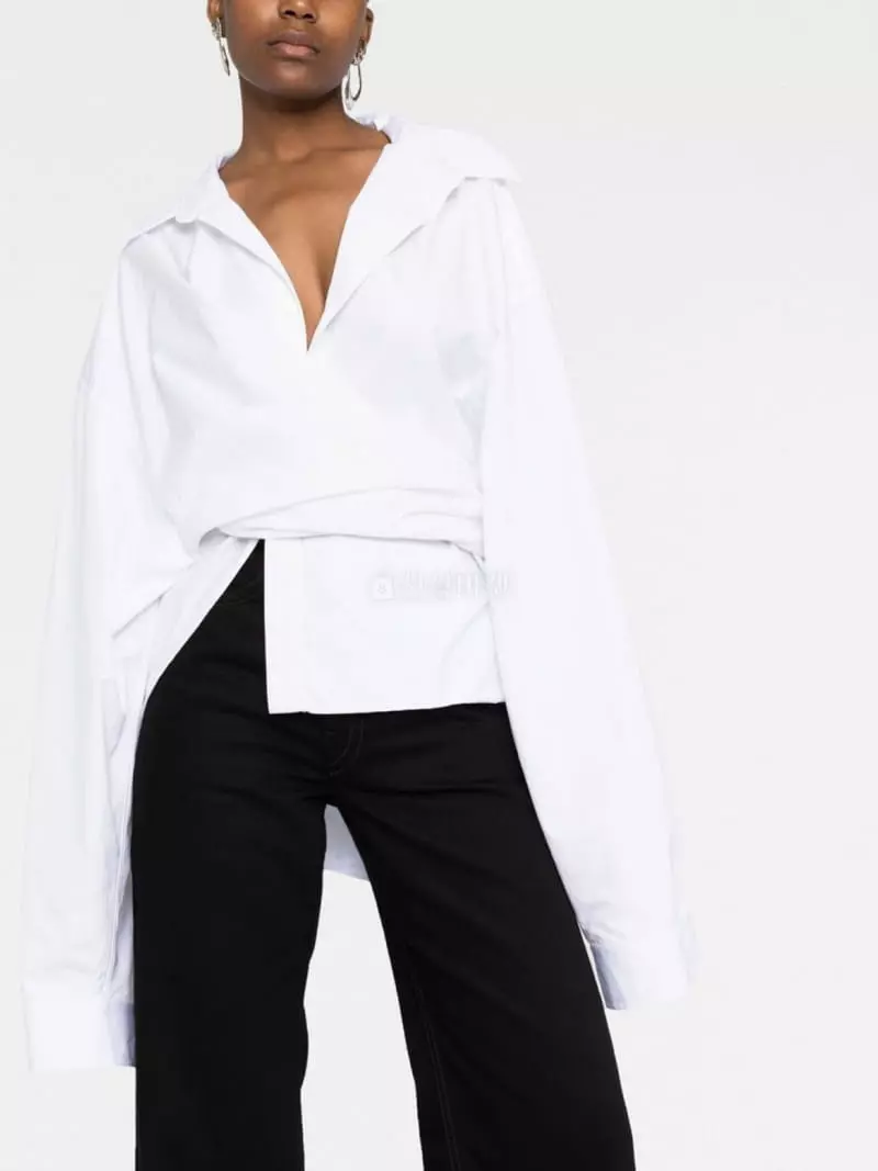 Fossette - Korean Women Fashion - #momslook - Boxy Wrap Shirt - 2