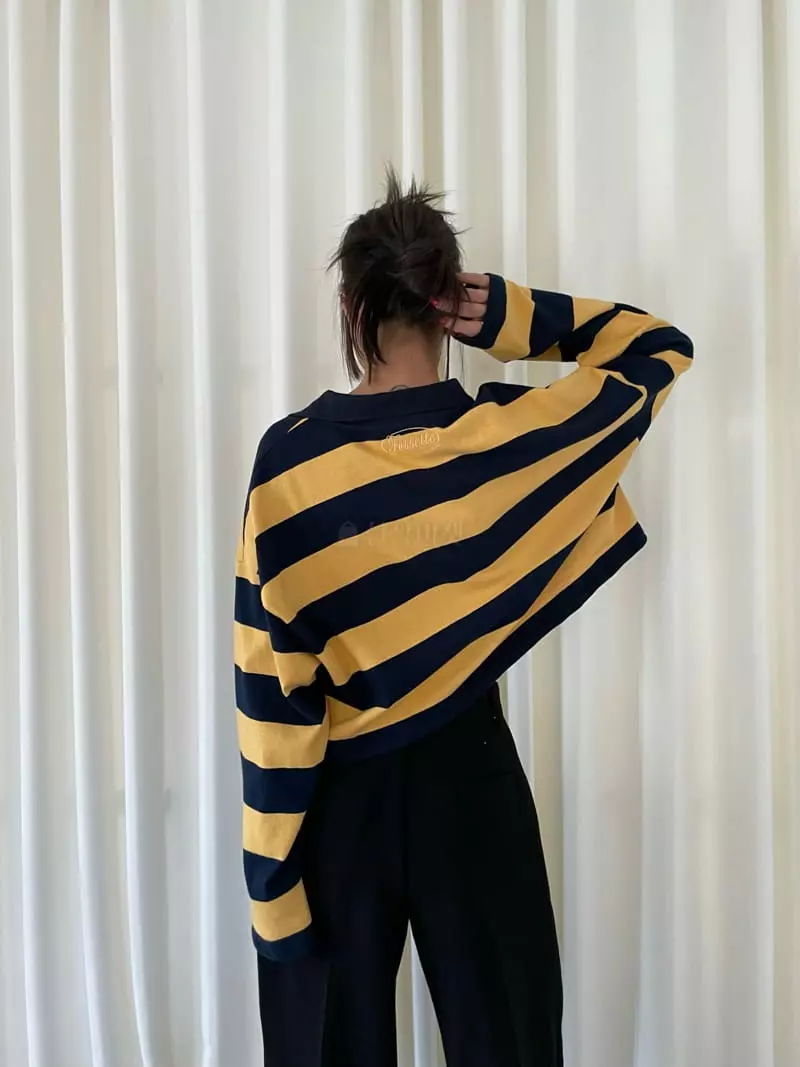 Fossette - Korean Women Fashion - #momslook - Stripes Crop Tee - 11