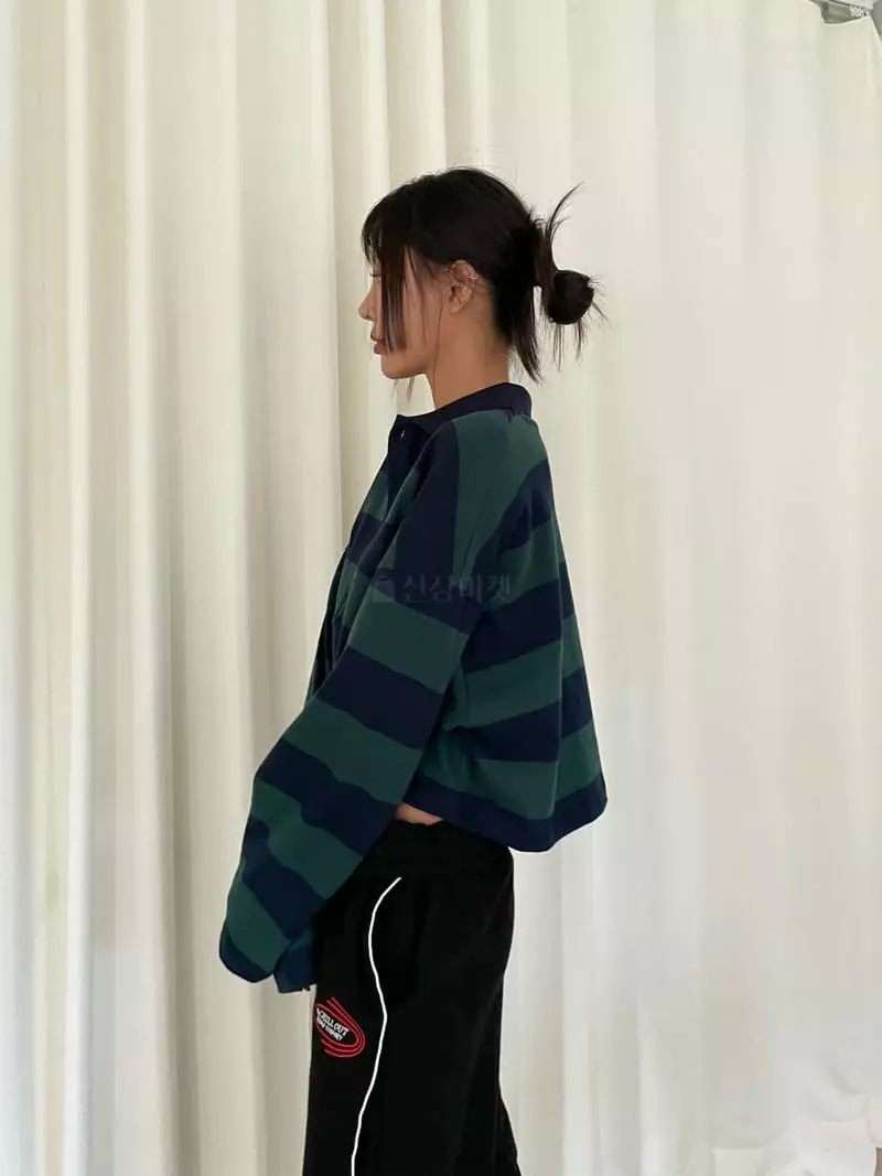 Fossette - Korean Women Fashion - #momslook - Stripes Crop Tee - 5