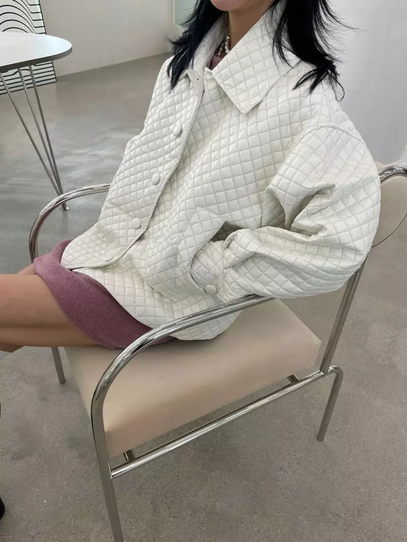 Fossette - Korean Women Fashion - #restrostyle - Leather Quilting Jacket - 11