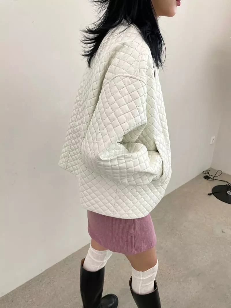 Fossette - Korean Women Fashion - #romanticstyle - Leather Quilting Jacket - 12
