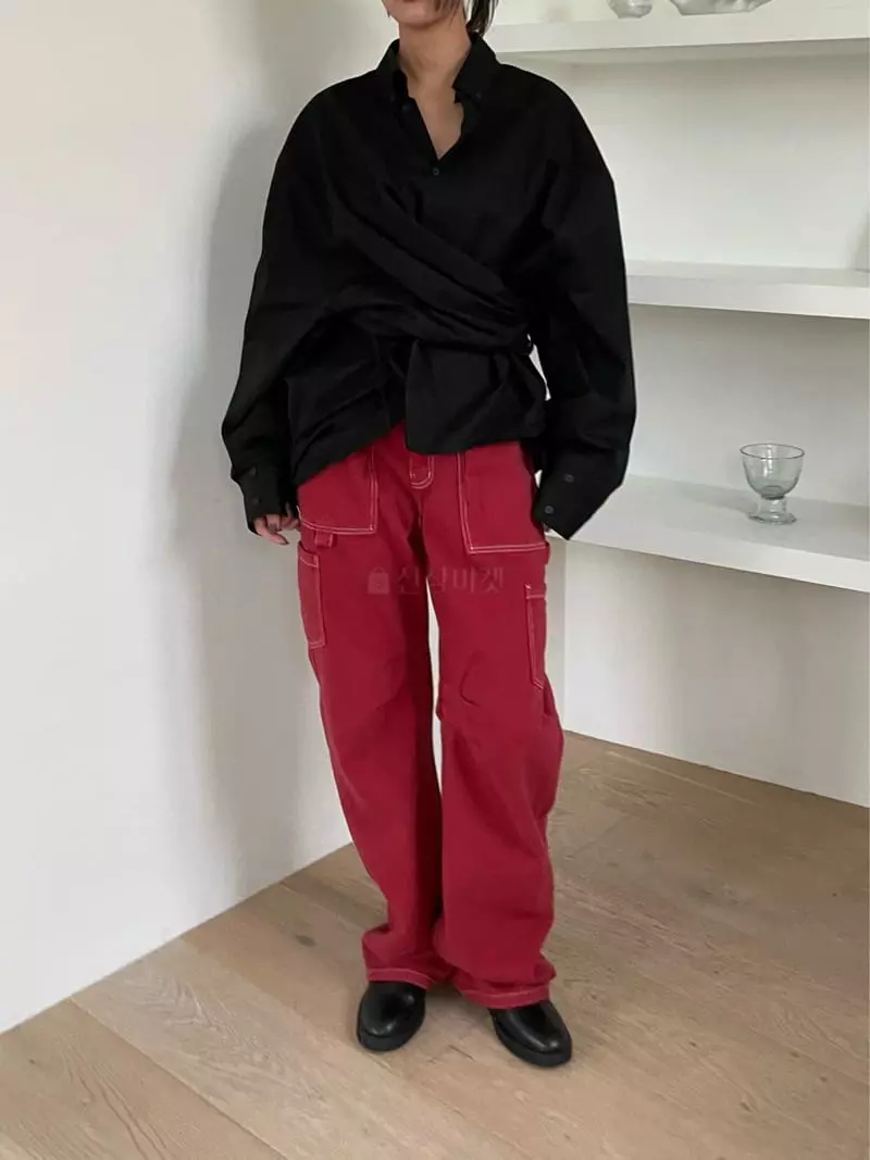 Fossette - Korean Women Fashion - #thatsdarling - Boxy Wrap Shirt - 12