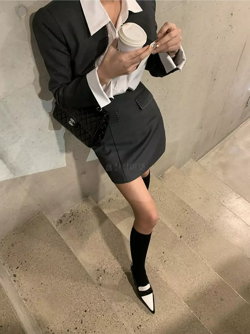 Four Eight - Korean Women Fashion - #womensfashion - Hoshi Stitch Skirt - 4