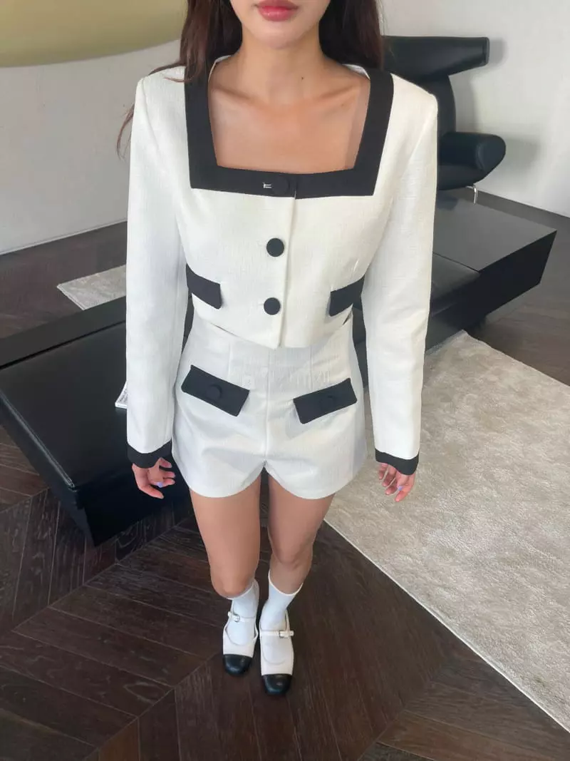 Four Eight - Korean Women Fashion - #momslook - Twid Square Jacket - 7