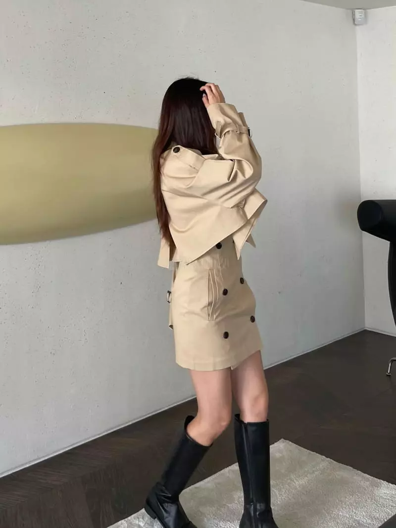 Four Eight - Korean Women Fashion - #momslook - Trench Double Skirt - 9