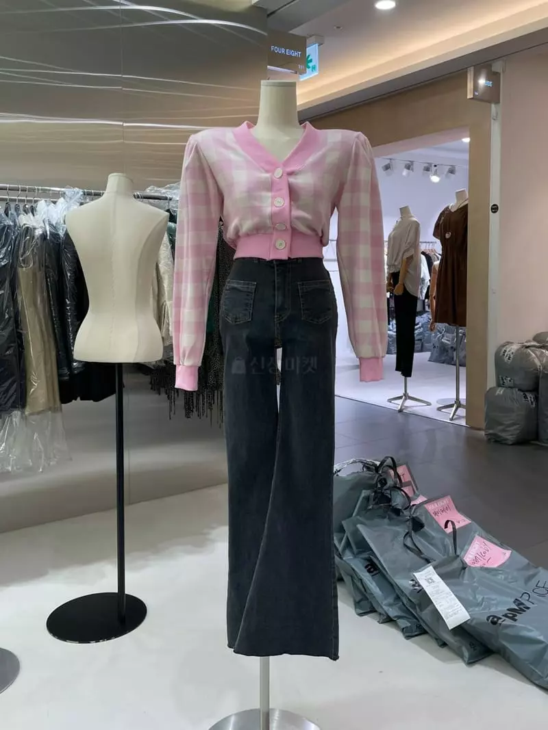 Four Eight - Korean Women Fashion - #momslook - Check Cardigan