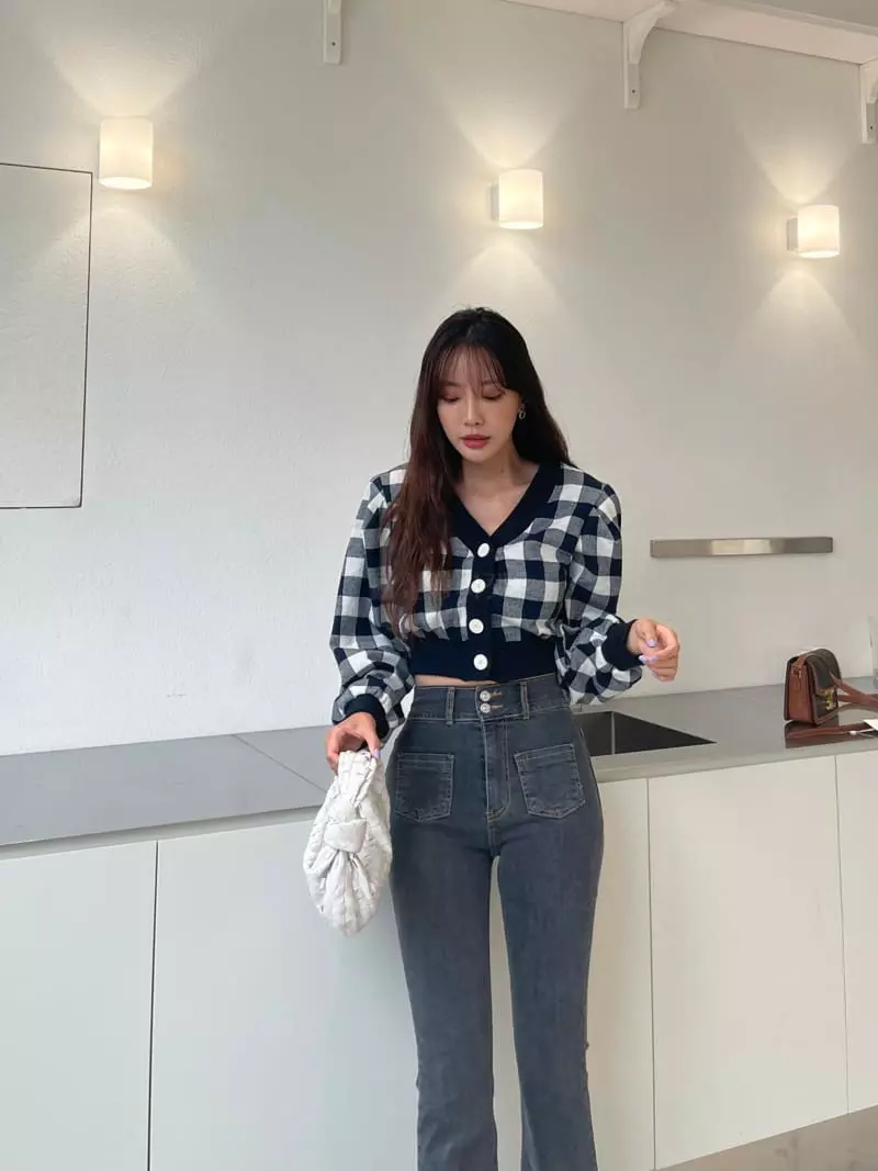 Four Eight - Korean Women Fashion - #momslook - Check Cardigan - 3