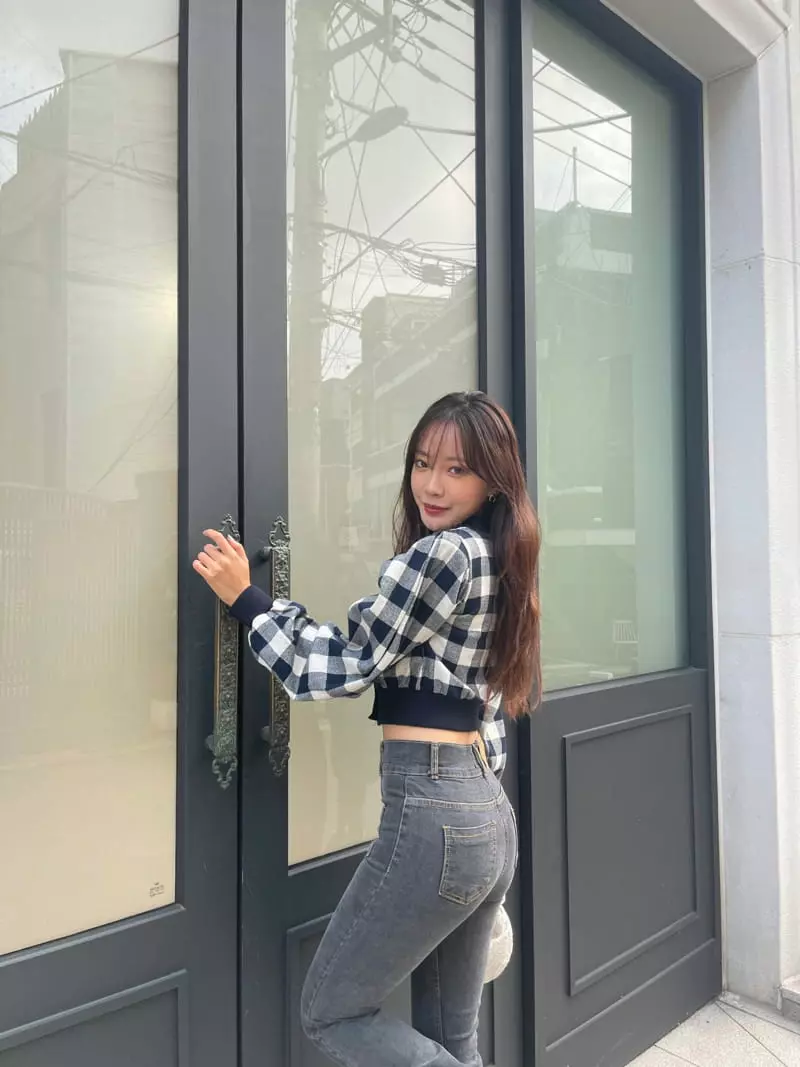 Four Eight - Korean Women Fashion - #momslook - Check Cardigan - 7