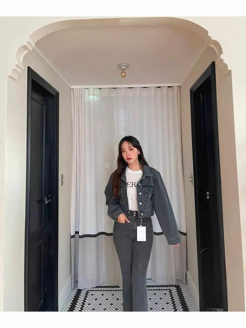 Four Eight - Korean Women Fashion - #momslook - Adel Denim Jacket - 2