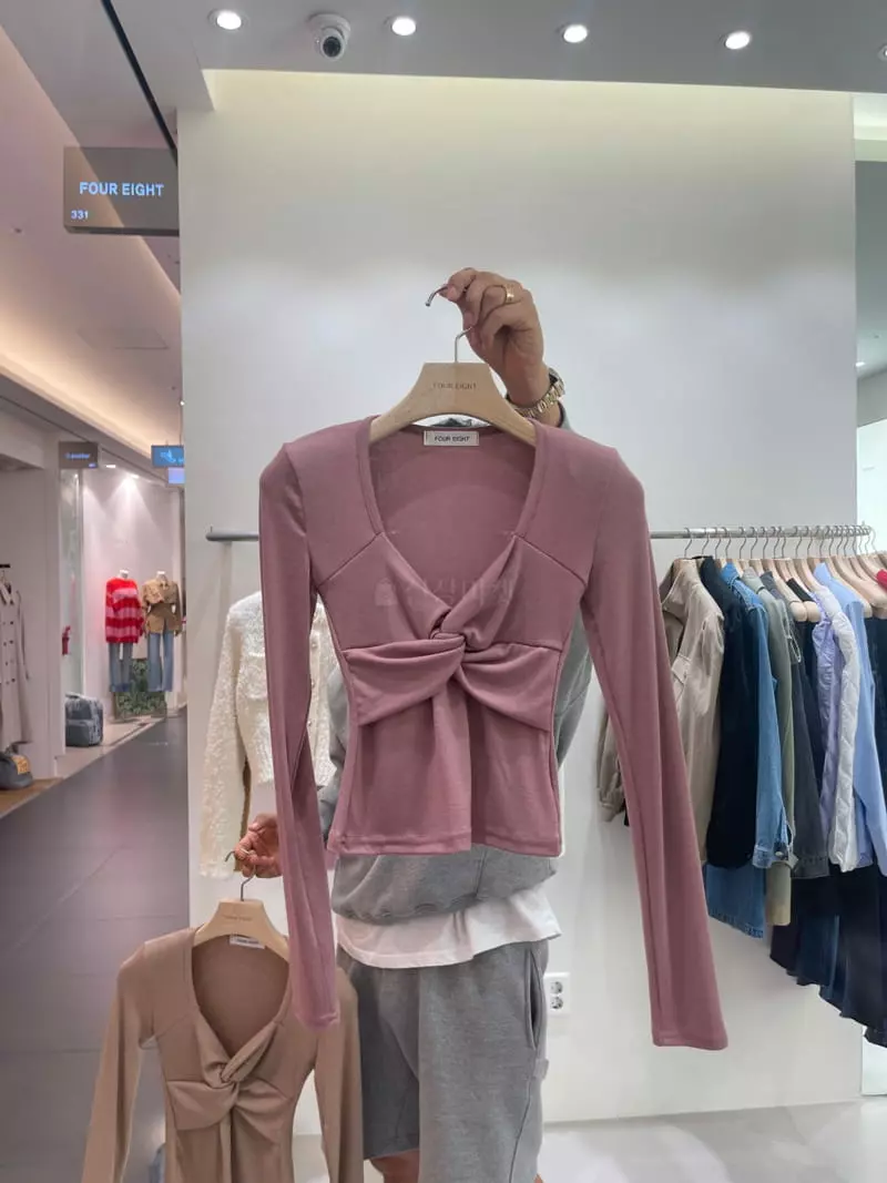Four Eight - Korean Women Fashion - #momslook - Bonbon Twist Tee - 10