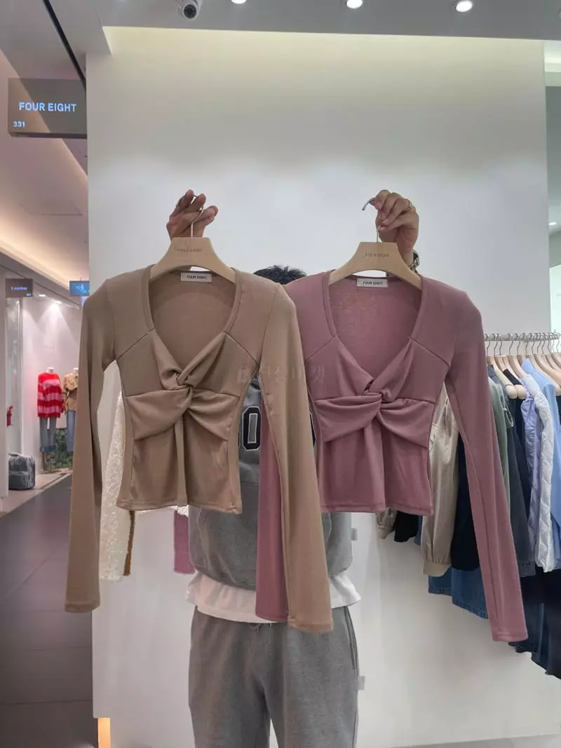 Four Eight - Korean Women Fashion - #momslook - Bonbon Twist Tee - 12