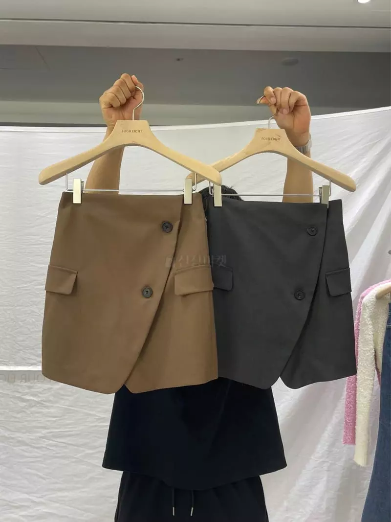 Four Eight - Korean Women Fashion - #momslook - Beth Button Skirt - 10